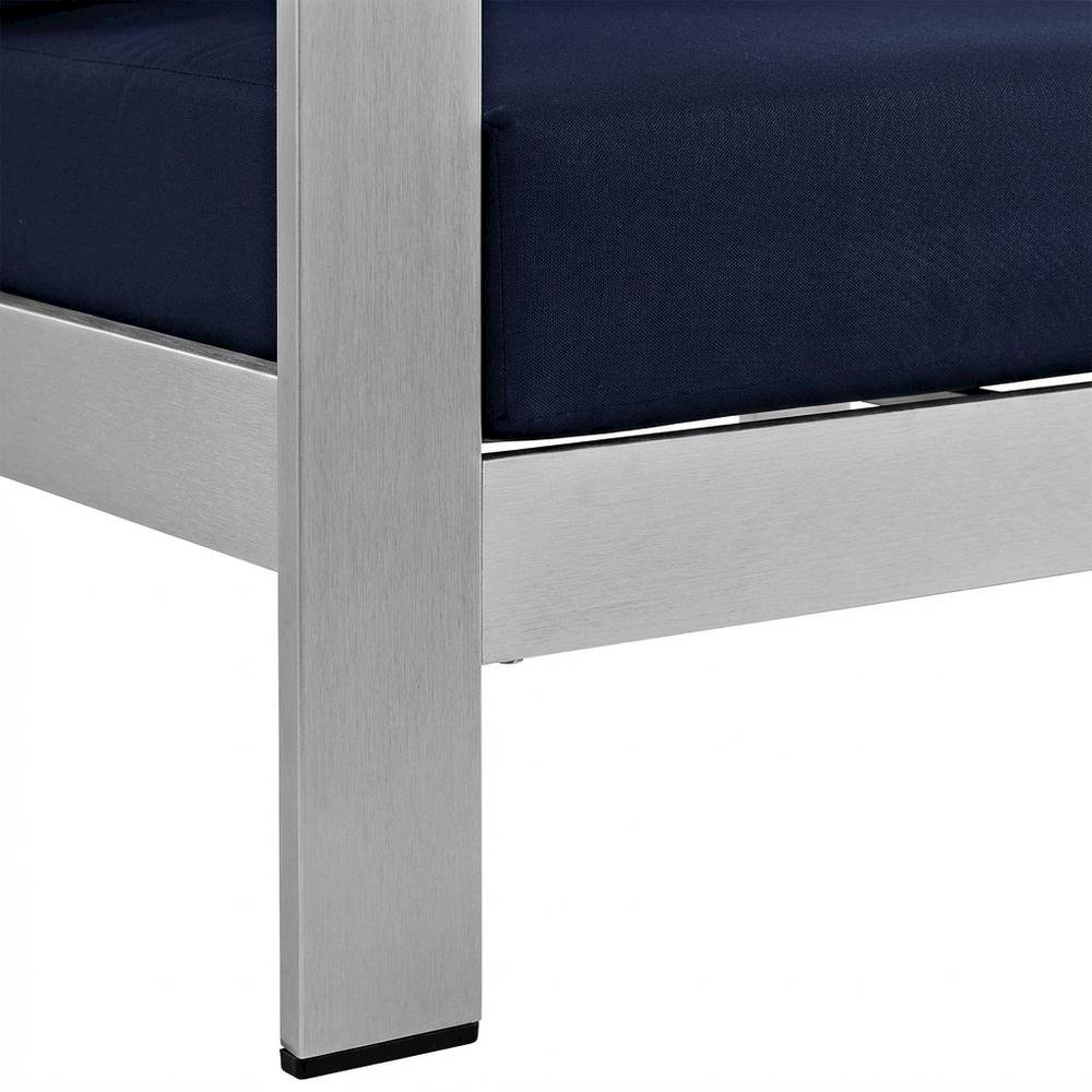 Outdoor Aluminum Armchair For Patio Lounge With Cushioned Seat. Picture 6