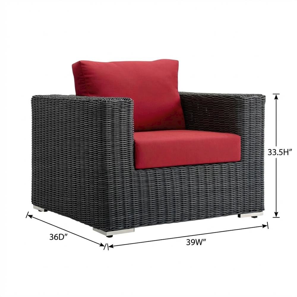 Outdoor Fabric Patio Armchair with Cushions and Sturdy Frame for Outdoor Seating. Picture 7