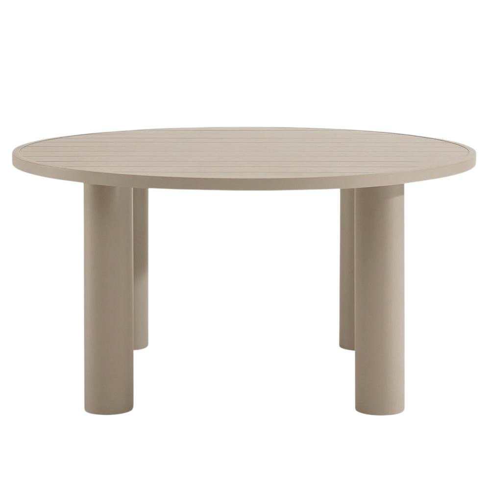 Aluminum Outdoor Dining Table with Round Top and Sturdy Base. Picture 1