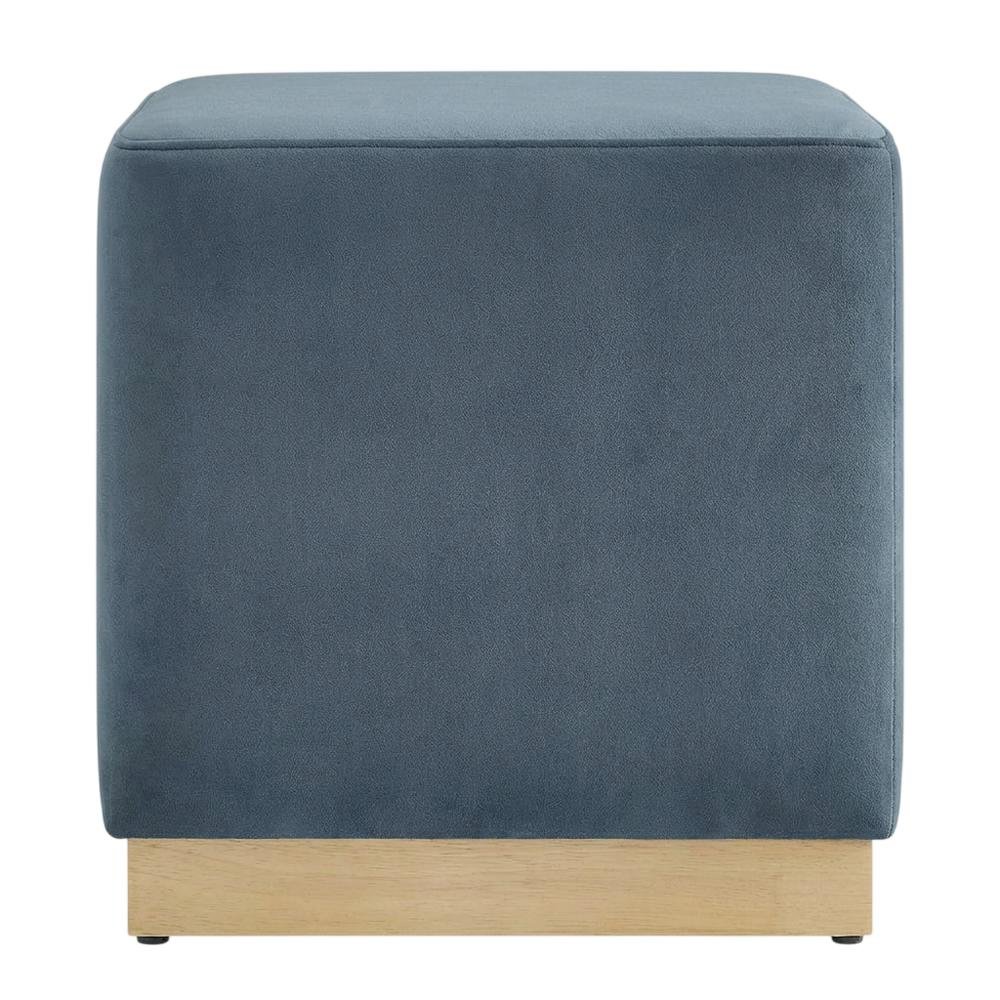 Square Upholstered Ottoman In Performance Velvet With Modern Design. Picture 4