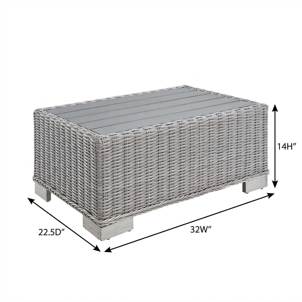 Outdoor Wicker Rattan Coffee Table, Weather-Resistant Finish For Patio Lounge. Picture 7