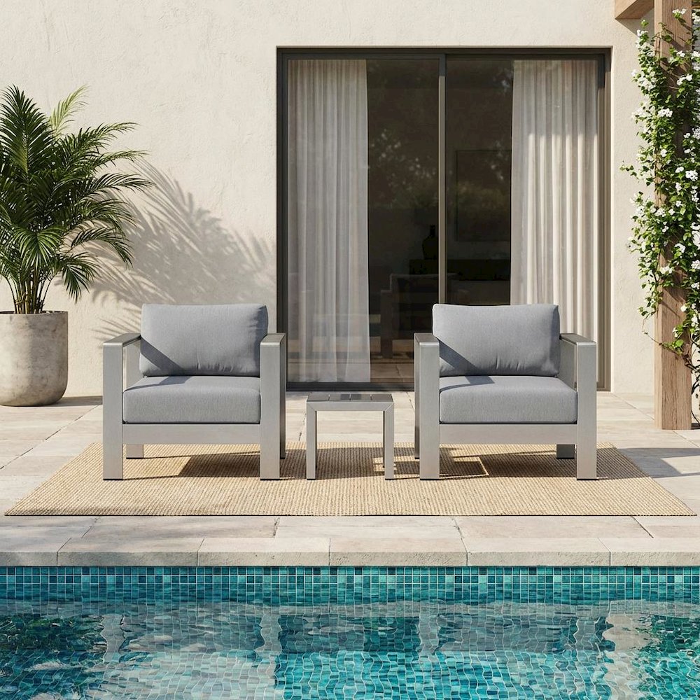 Aluminum Outdoor Lounge Set With Cushions And Backrest Support. Picture 2