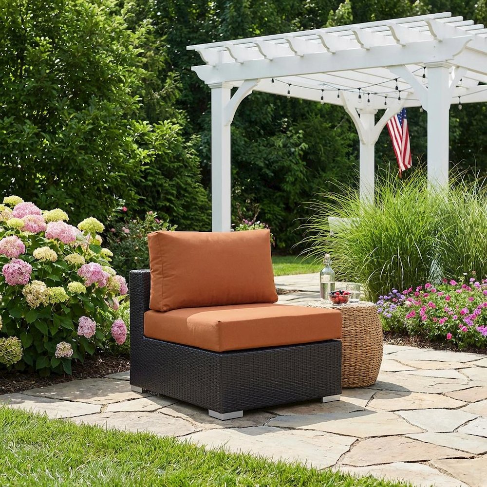 Outdoor Patio Armless Lounge Chair With Cushioned Back, Seat For Outdoor. Picture 3