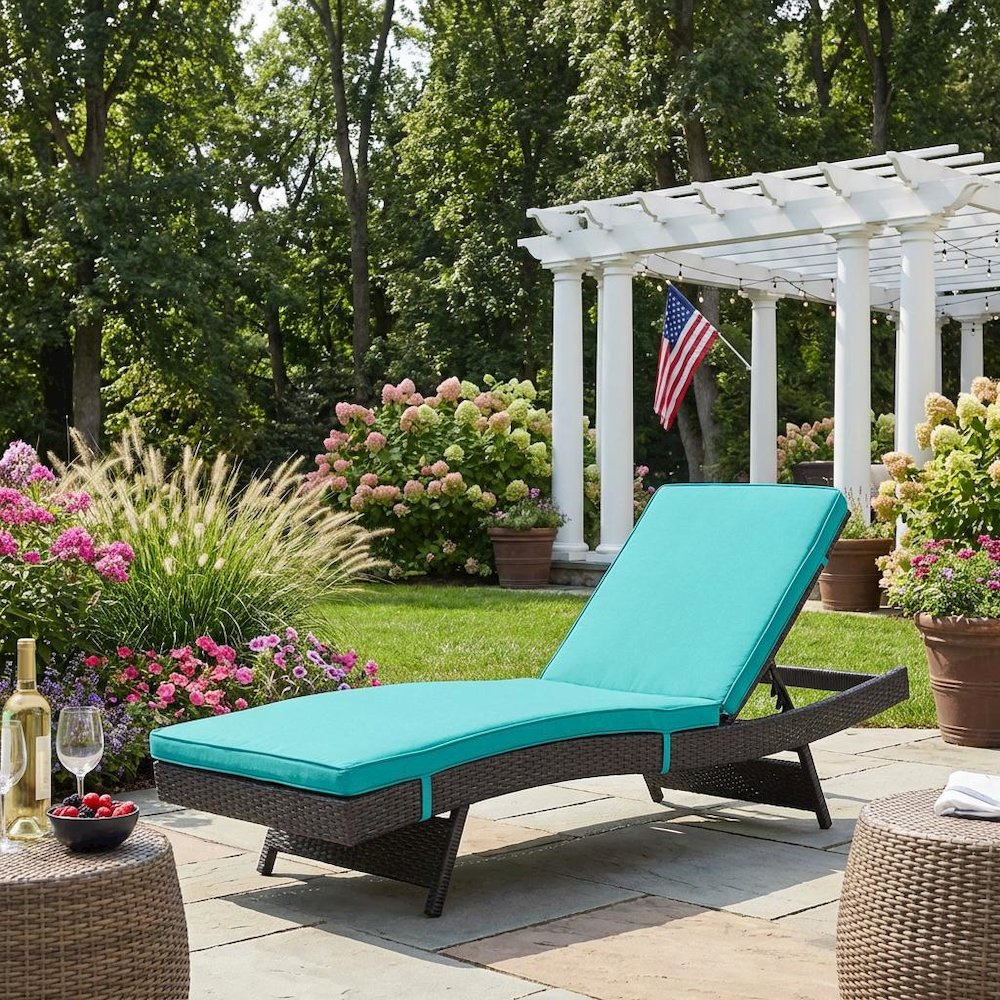 Outdoor Patio Chaise With Cushion For Lounge Comfort. Picture 3