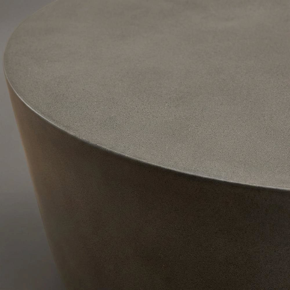 Round Concrete Outdoor Coffee Table, Weather-Resistant Design, Spacious Surface. Picture 5