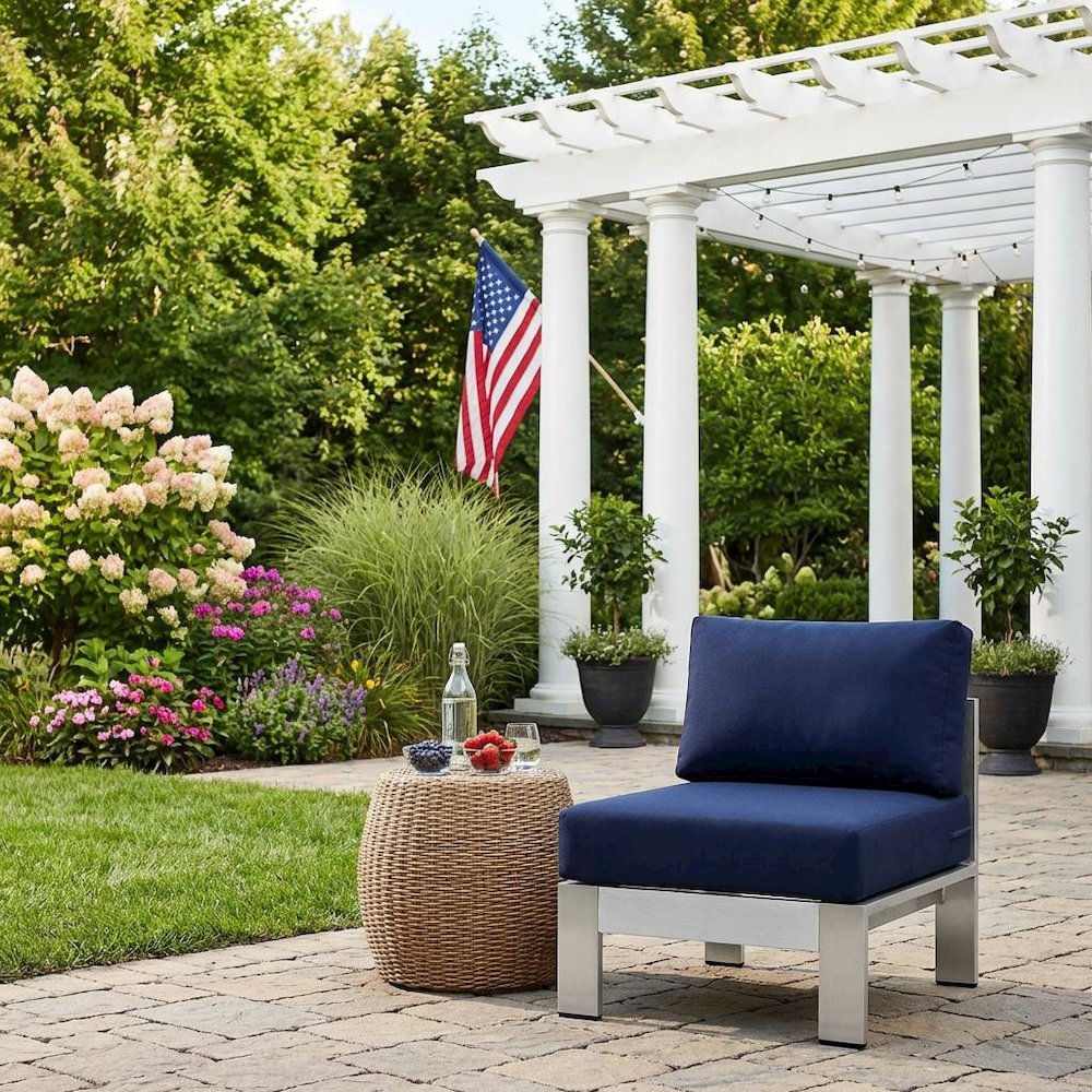 Aluminum Outdoor Lounge Chair With Armless Design And Comfortable Backrest. Picture 4