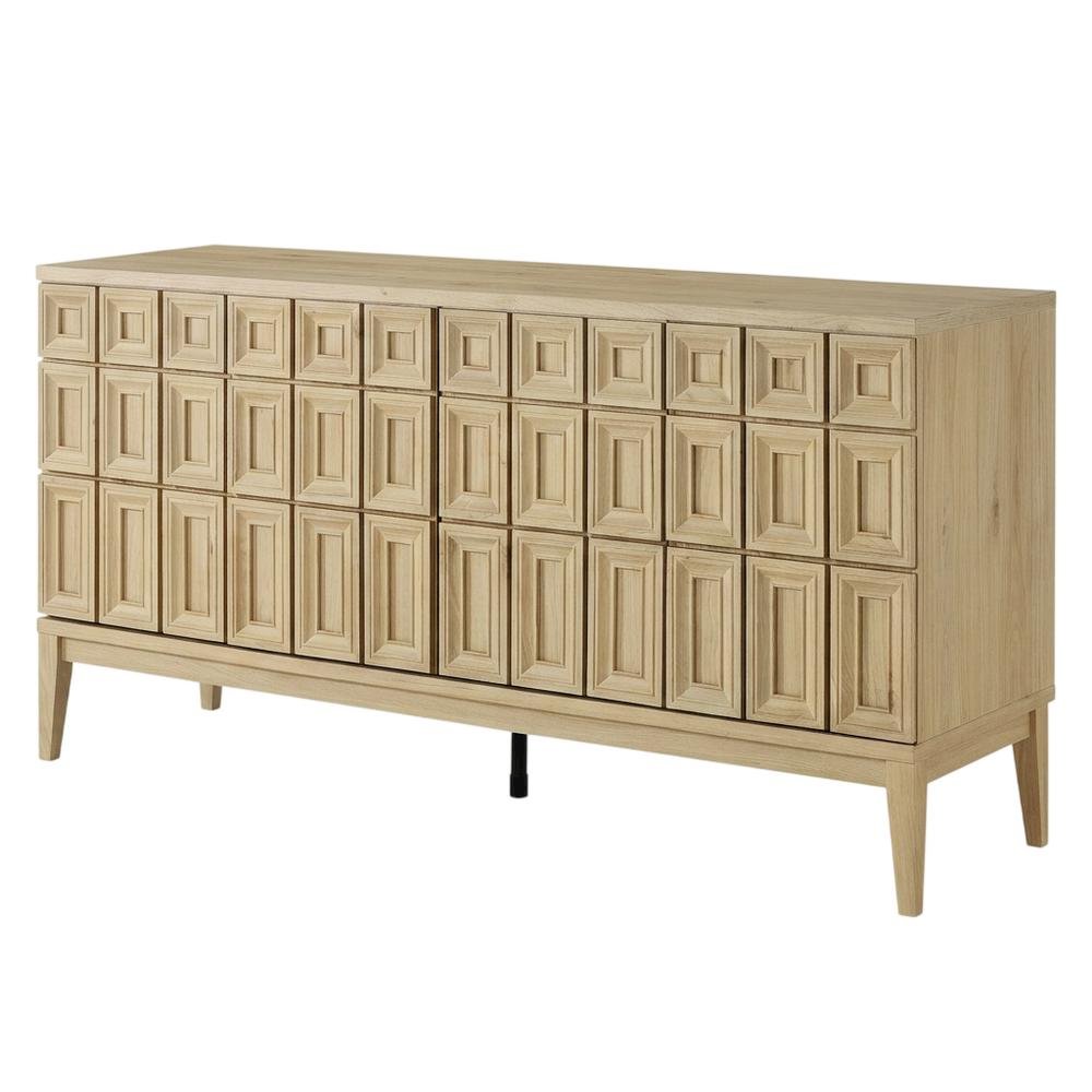 Wooden Sideboard Buffet Cabinet with Storage Credenza for Dining Room, Hickory. Picture 5