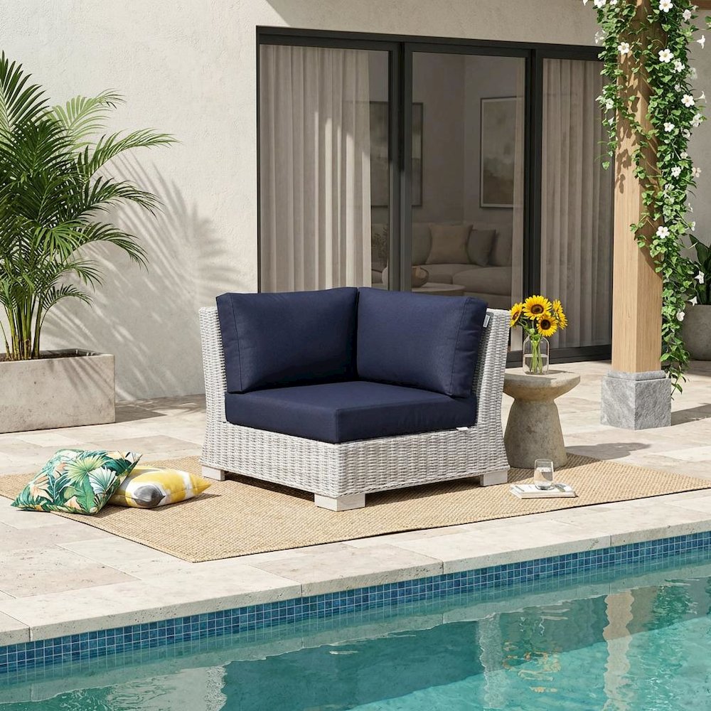 Outdoor Wicker Rattan Corner Chair For Patio Lounge Use. Picture 2