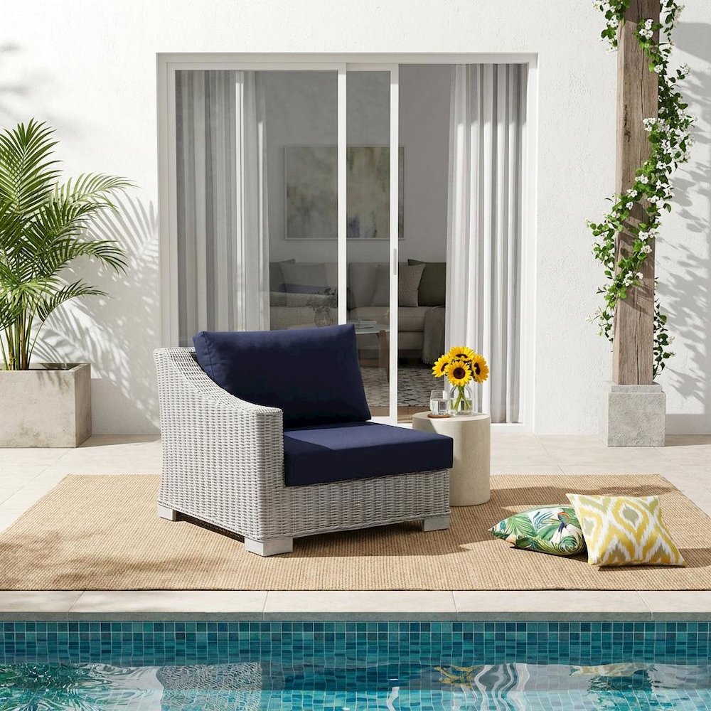 Outdoor Patio Wicker Rattan Left-Arm Lounge Chair With Armrest And Durable Build. Picture 2