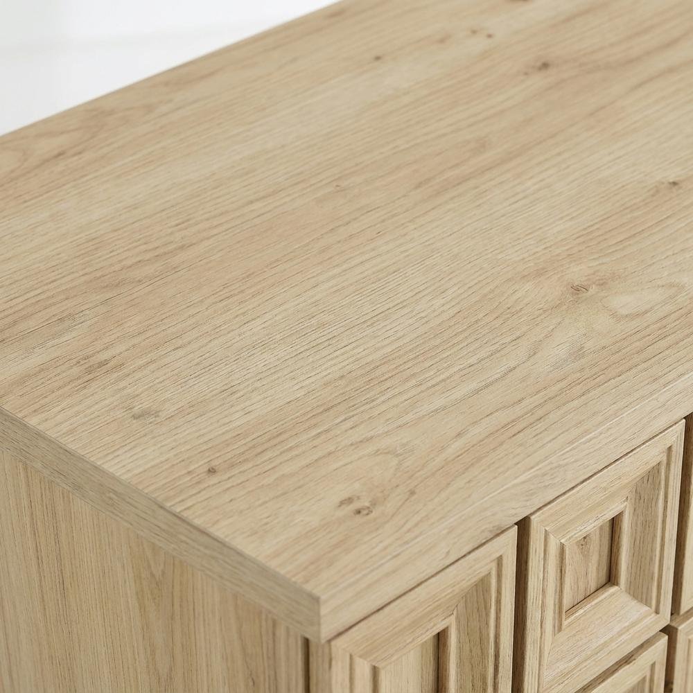 Wooden Sideboard Buffet Cabinet with Storage Credenza for Dining Room, Hickory. Picture 7