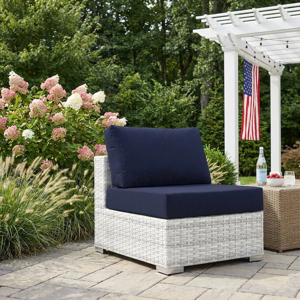 Outdoor Patio Armless Lounge Chair With Cushioned Seat, Weather-Resistant Frame. Picture 3