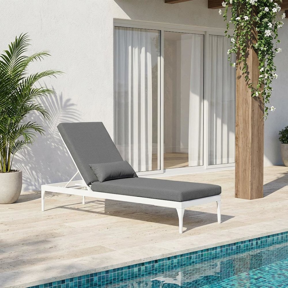 Outdoor Patio Chaise Lounge Chair In Sleek Design With Cushioned Seat. Picture 2