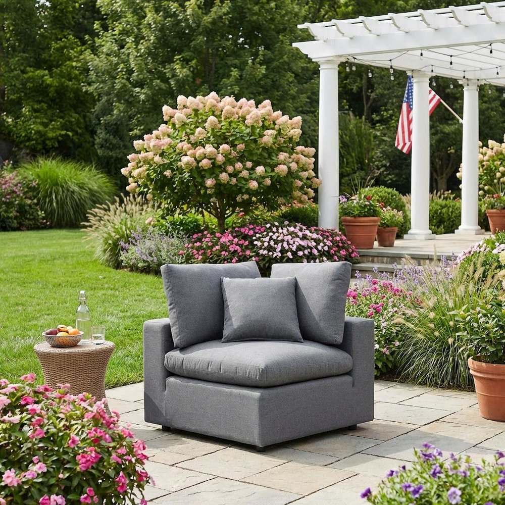 Outdoor Patio Corner Chair With Plush Cushion And Durable Frame. Picture 3