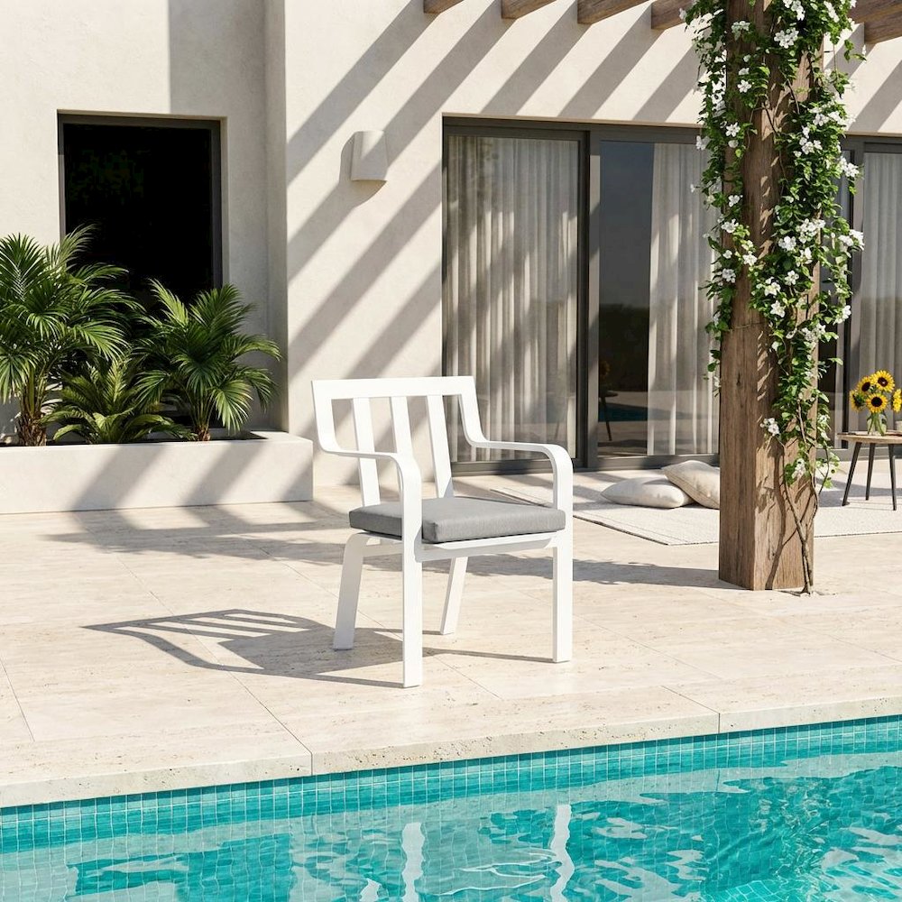 Stackable Outdoor Aluminum Dining Armchair With Armrests And Lightweight Design. Picture 2