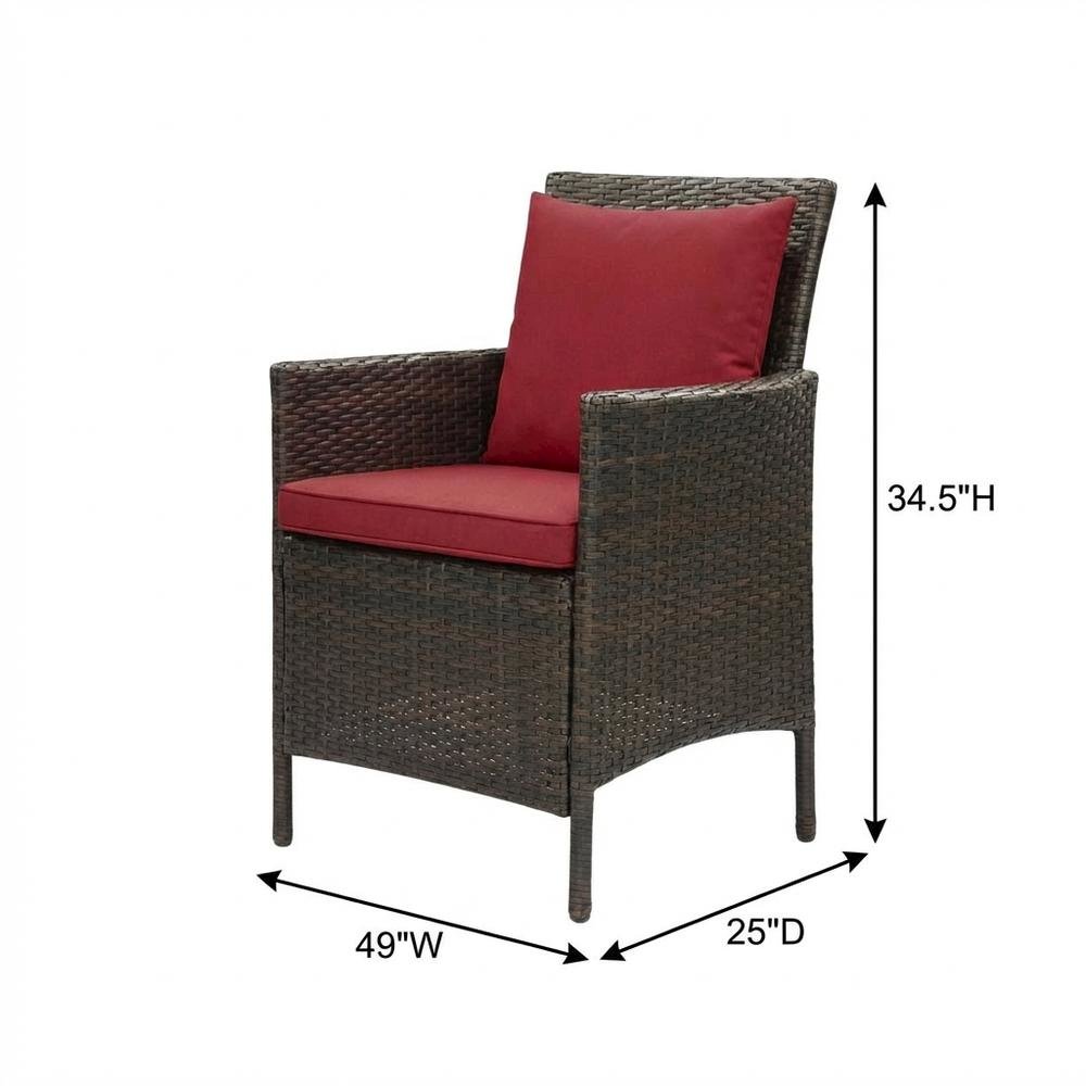 Outdoor Patio Wicker Rattan Dining Armchair Set Of 2 With Armrests. Picture 7