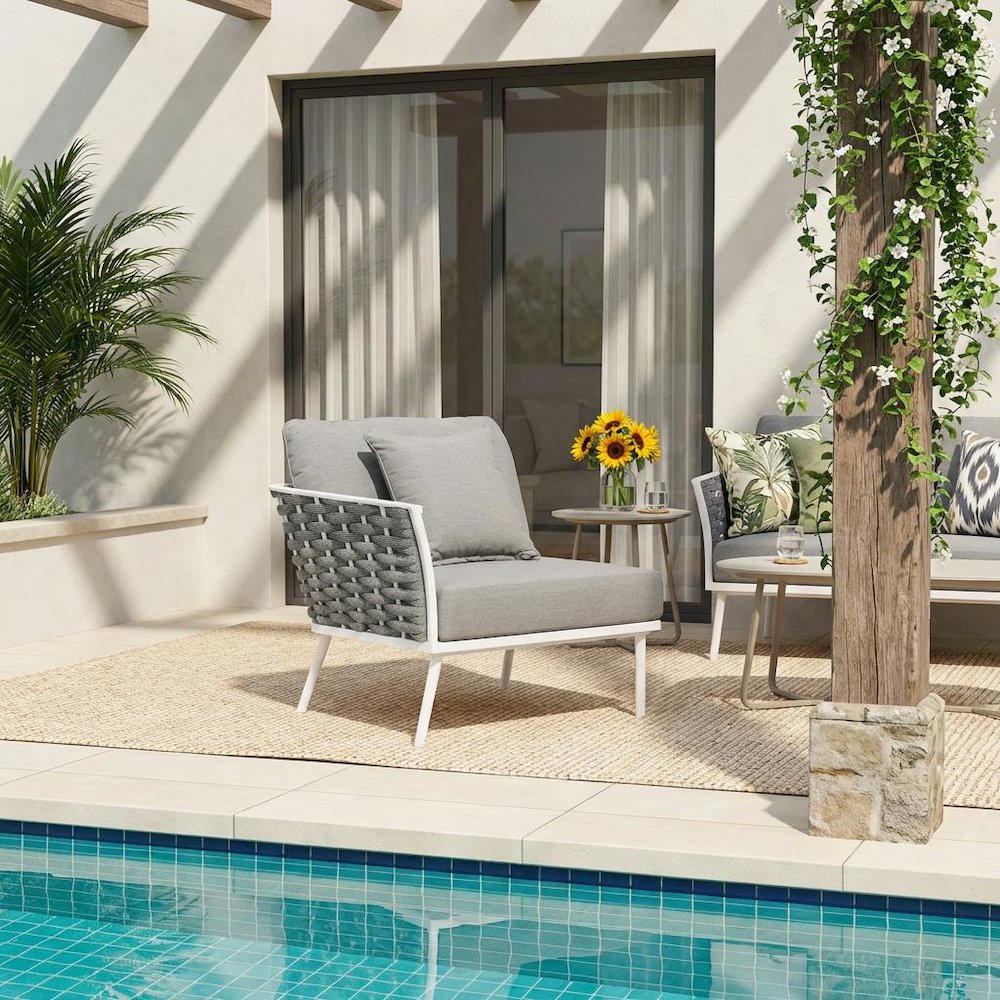 Aluminum Left-Facing Outdoor Patio Lounge Chair With Armrests. Picture 2
