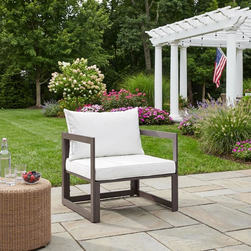 Outdoor Patio Armchair With Cushioned Seat For Comfortable Lounge. Picture 3