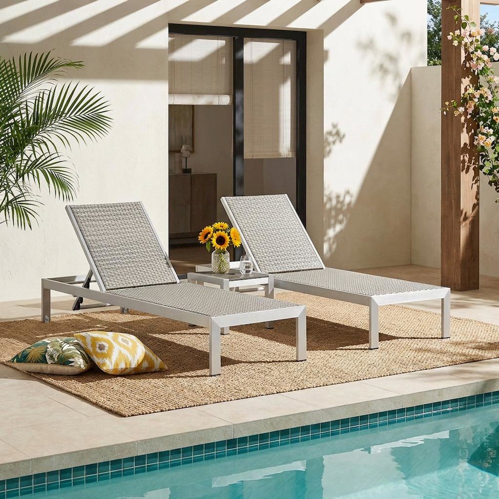 Aluminum 3-Piece Outdoor Patio Set With Durable Frame And Stack-Free Design. Picture 2