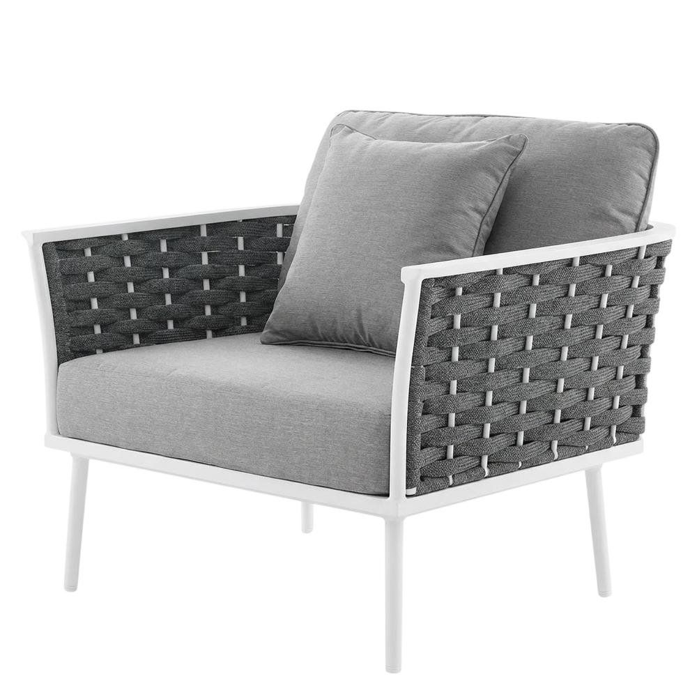 Outdoor Aluminum Lounge Chair With Right-Facing Armrest For Patio Relaxation. Picture 1