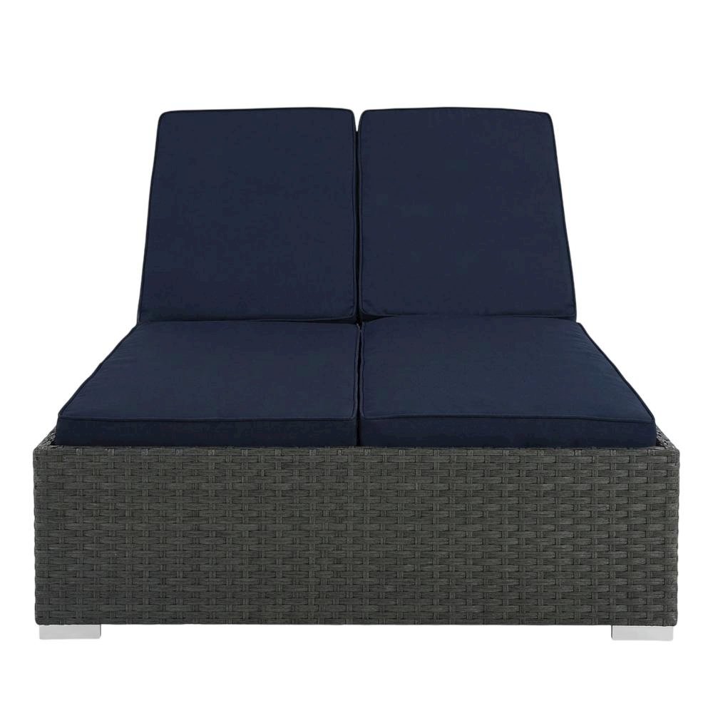 Outdoor Patio Double Chaise With Cushioned Seat And Sturdy Frame. Picture 4