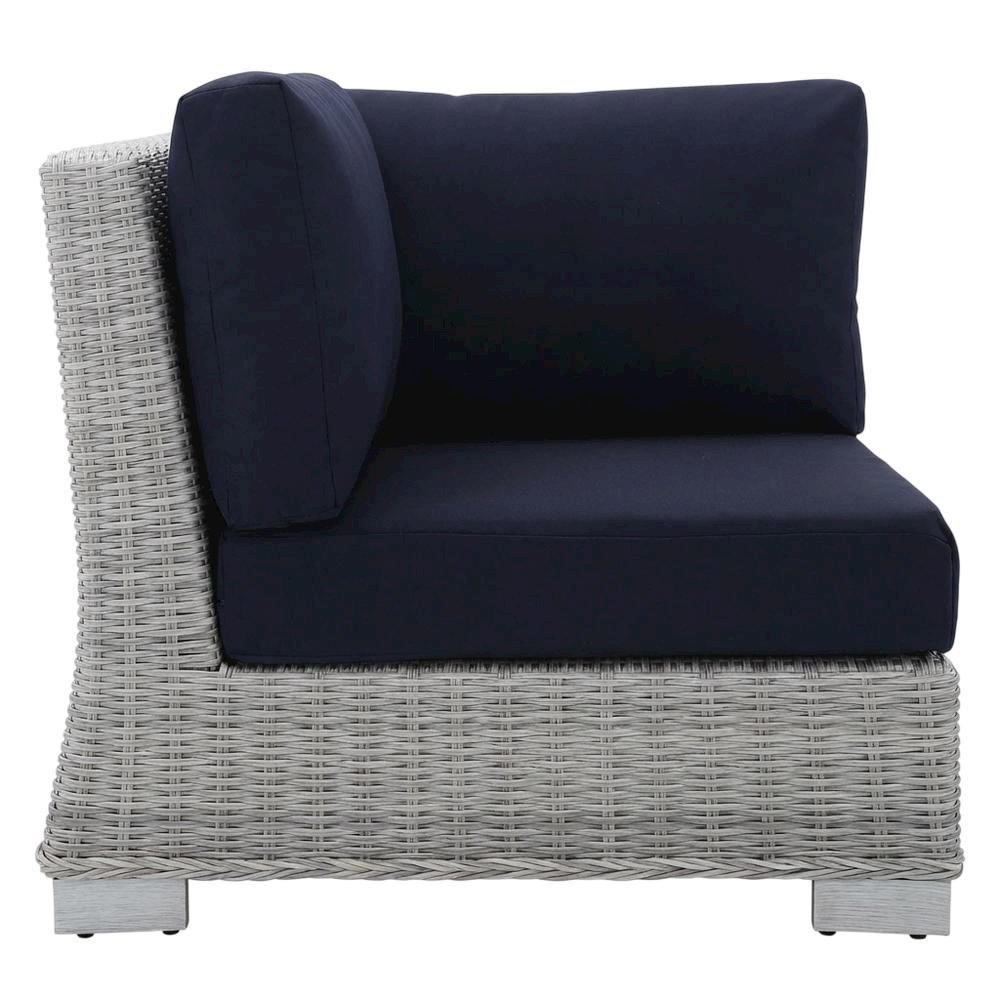 Outdoor Patio Wicker Rattan Corner Chair In Stylish Design For Lounge Seating. Picture 4