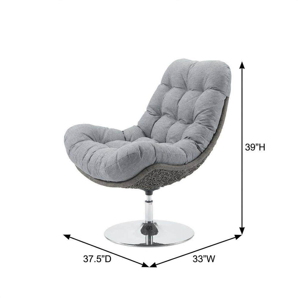 Wicker Rattan Outdoor Patio Swivel Lounge Chair With Cushioned Seat. Picture 7