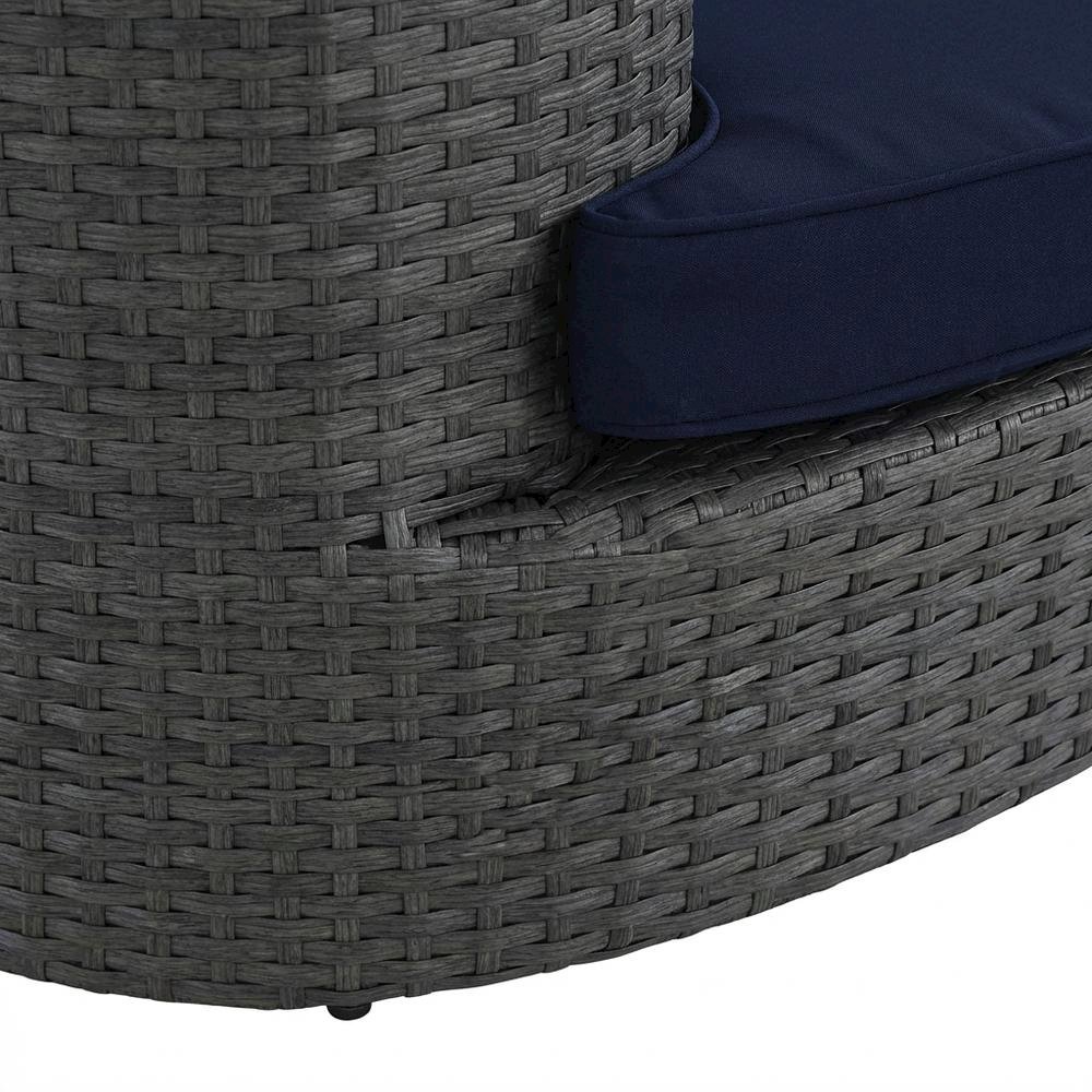 Outdoor Patio Daybed with Cushions and Armrests for Lounge Relaxation. Picture 6