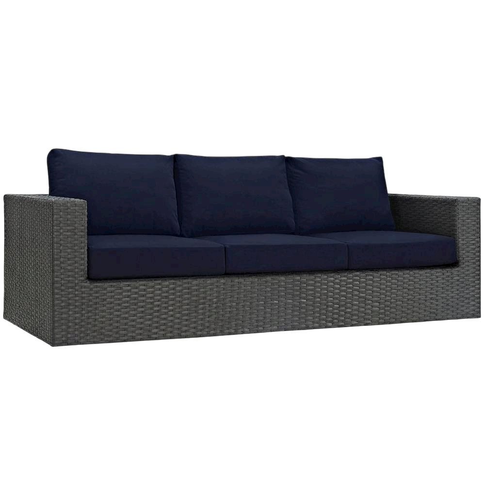 Outdoor Sunbrella Fabric Patio Lounge Sofa, Cushions, Comfortable Outdoor Living. Picture 1