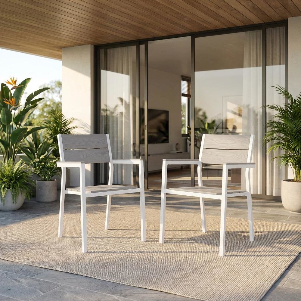 Outdoor Patio Dining Armchair Set Of 2 With Comfortable Backrests. Picture 2