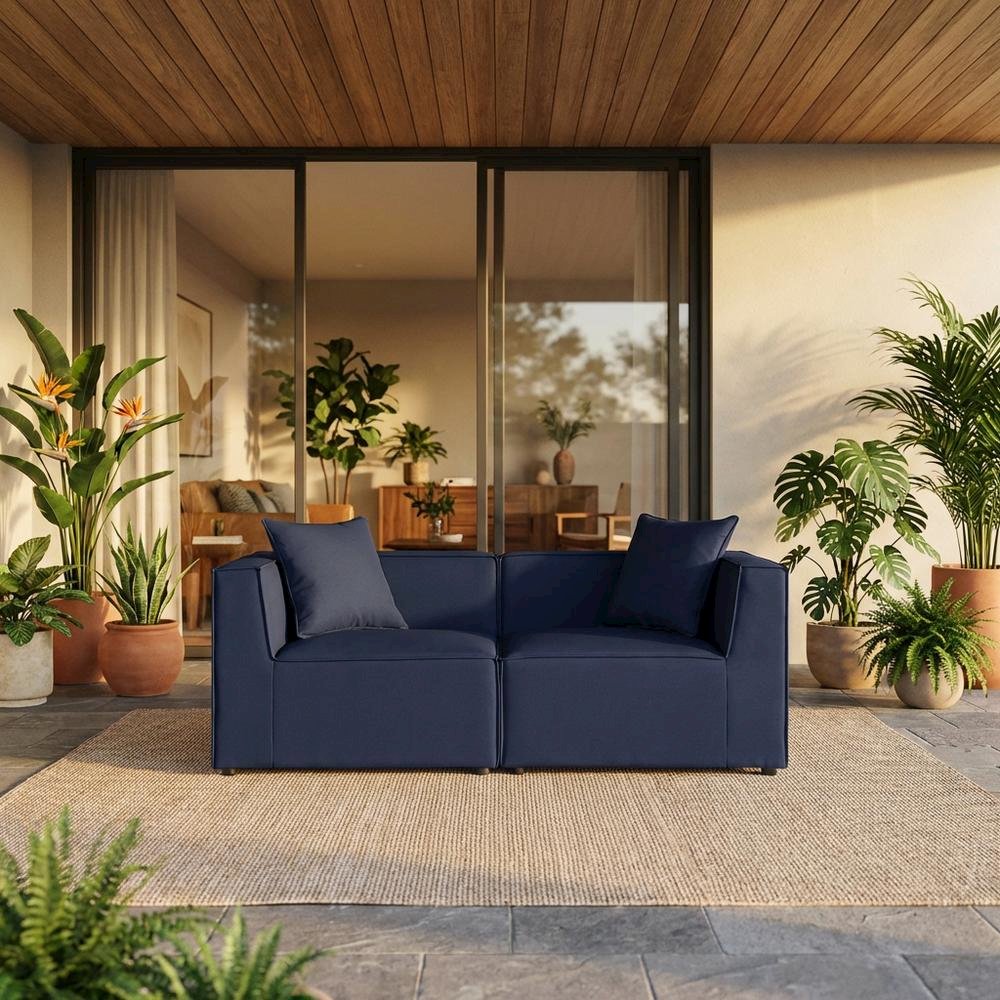 Outdoor Sectional Sofa Set with Upholstered Loveseats for Patio Living. Picture 2