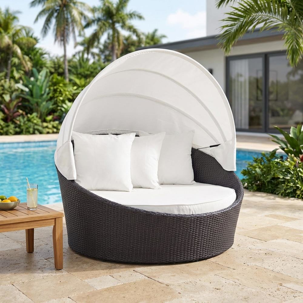 Outdoor Patio Daybed With Backrest And Weather-Resistant Frame. Picture 3