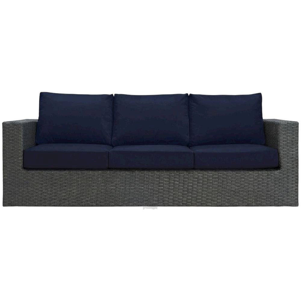 Outdoor Sunbrella Fabric Patio Lounge Sofa, Cushions, Comfortable Outdoor Living. Picture 4