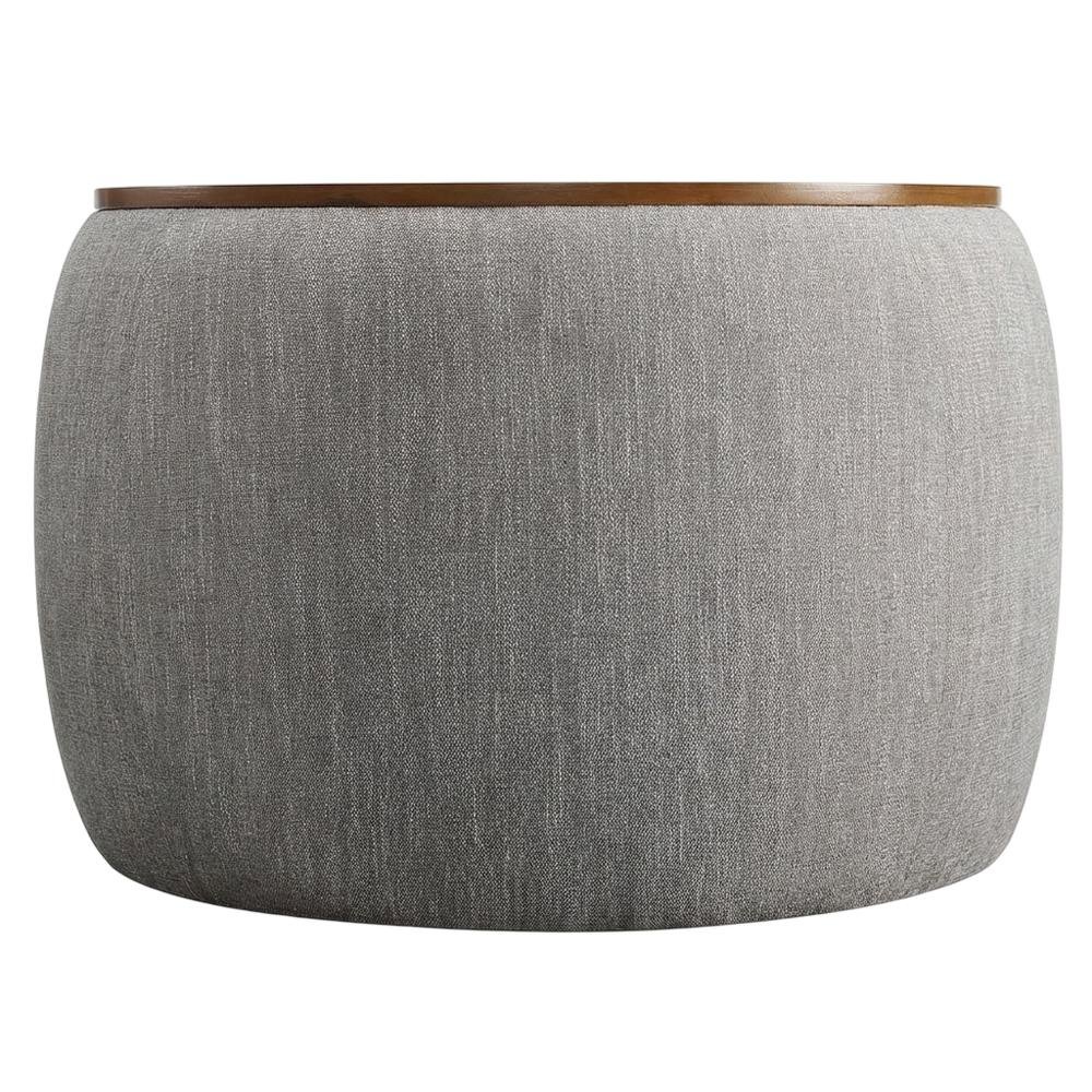 Woven Heathered Fabric Upholstered Storage Ottoman, Soft Cushion Seat, Durable. Picture 4