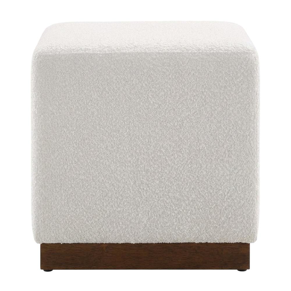 Square Boucle Upholstered Ottoman, Neutral Tone, Versatile Seating, Footrest. Picture 4
