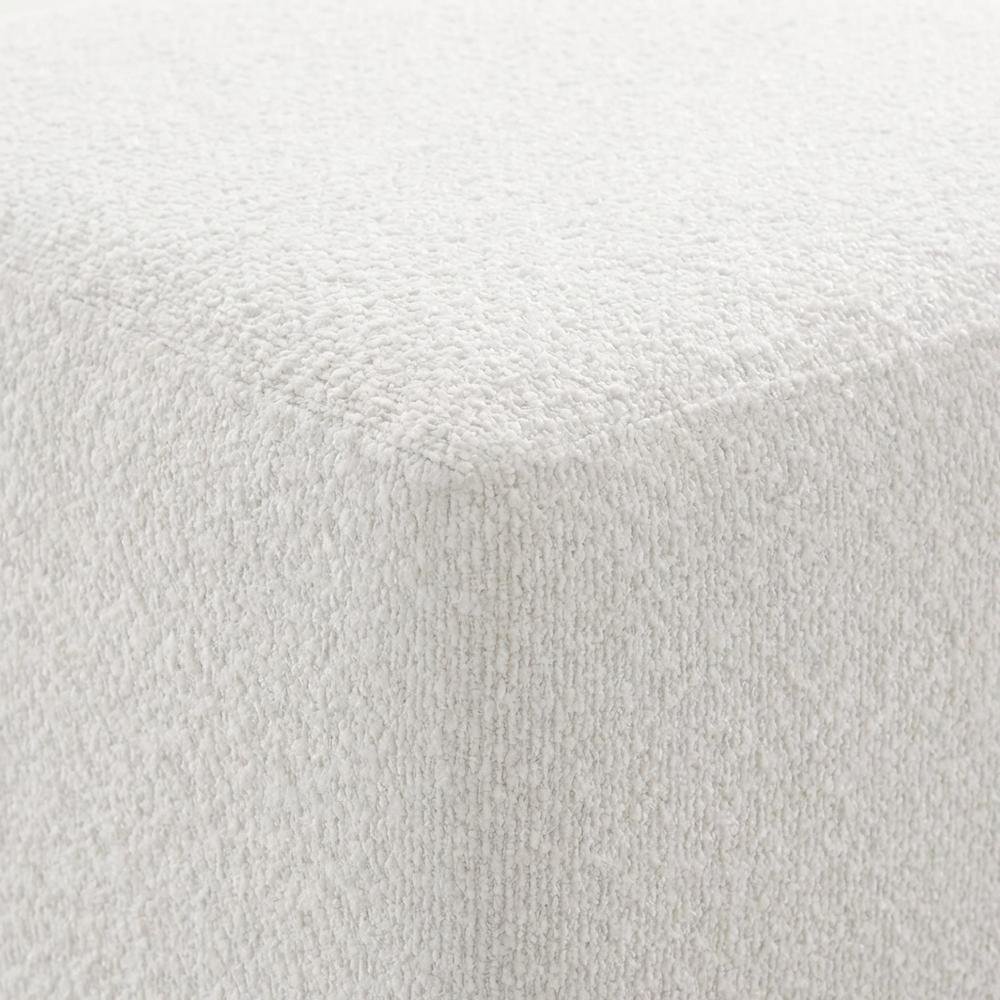 Square Boucle Upholstered Ottoman, Neutral Tone, Versatile Seating, Footrest. Picture 5