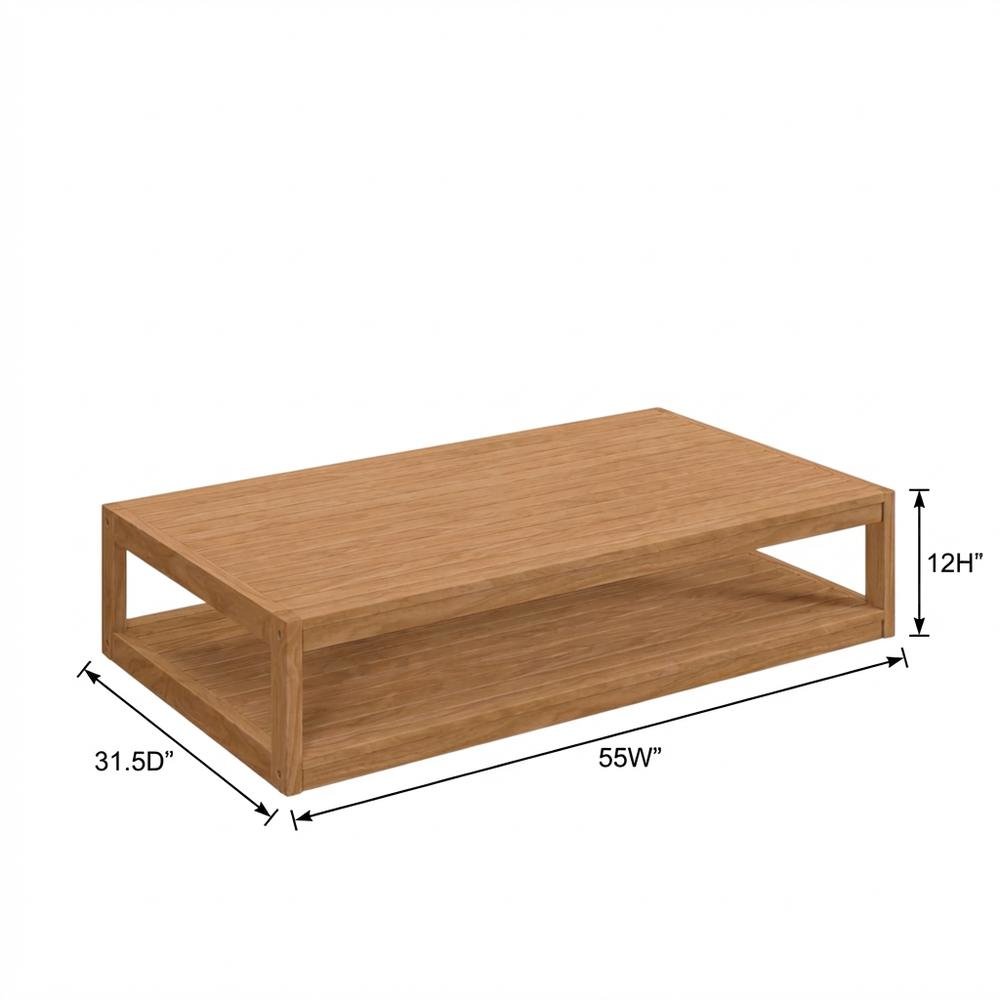 Teak Wood Outdoor Coffee Table With Sturdy Construction And Elegant Design. Picture 7