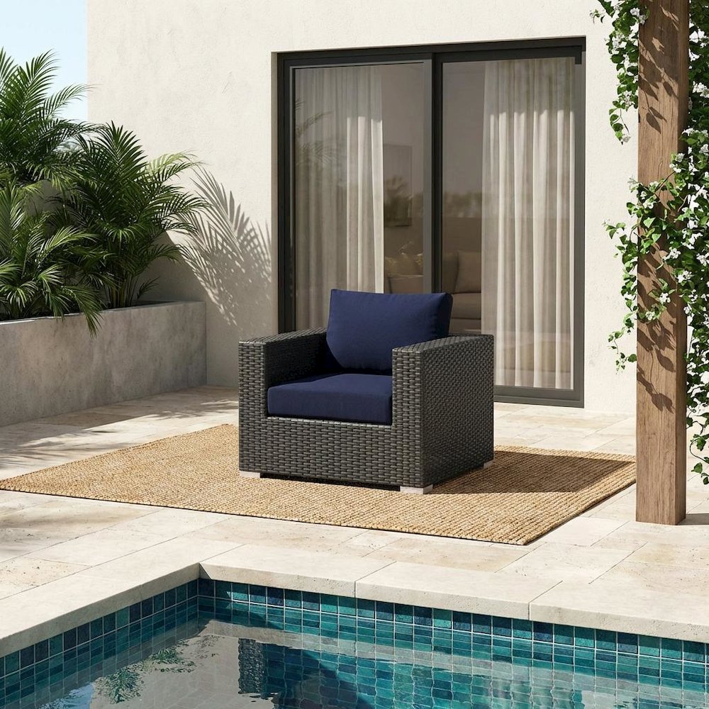 Outdoor Patio Armchair With Cushioned Seat And Armrest Support. Picture 2