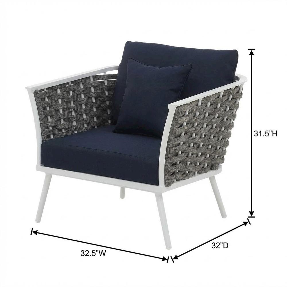 Outdoor Patio Aluminum Armchair Set Of 2 With Cushioned Seats For Garden, Deck. Picture 7