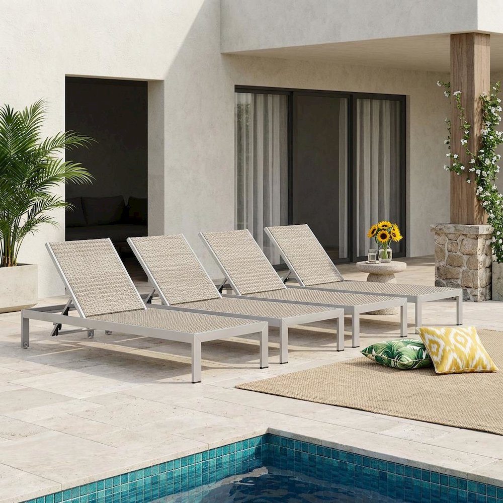 Aluminum Patio Lounge Chairs Set Of 4 With Sturdy Frame For Outdoor Spaces. Picture 2