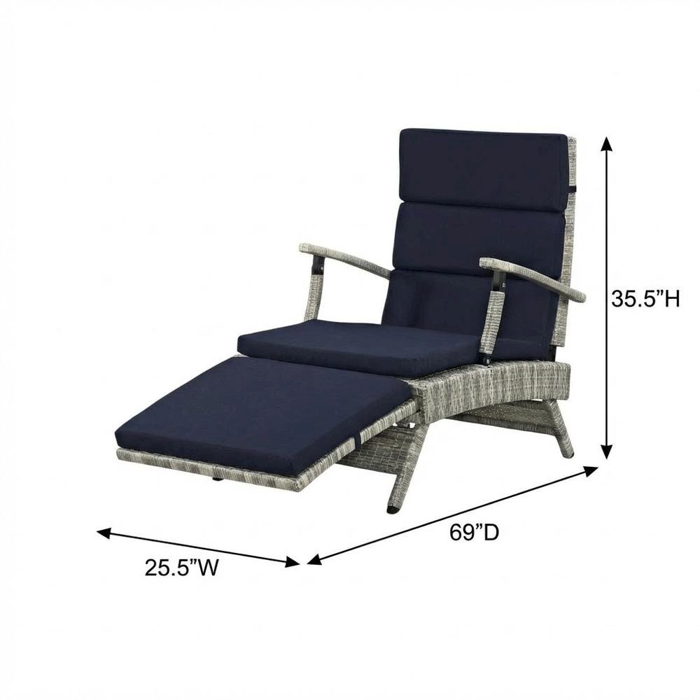 Outdoor Patio Wicker Rattan Lounge Chair With Armrest Support. Picture 7
