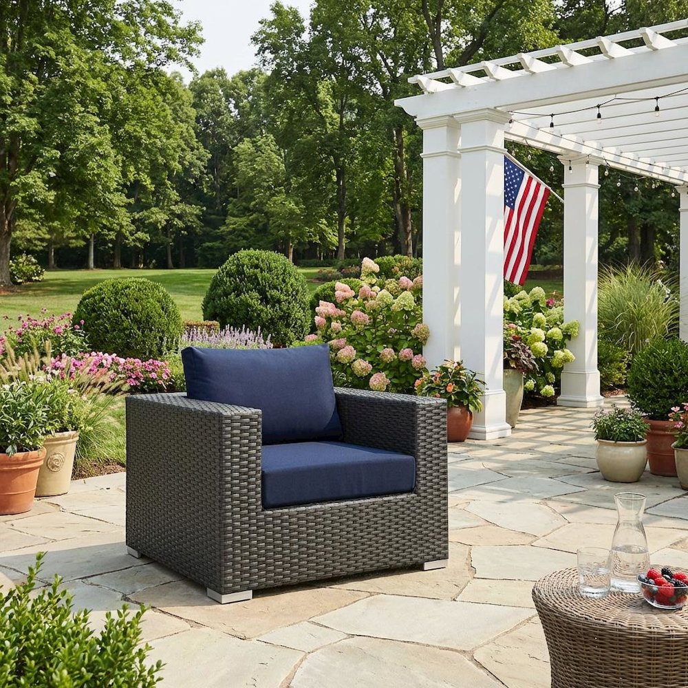Outdoor Patio Armchair With Cushioned Seat And Armrest Support. Picture 3