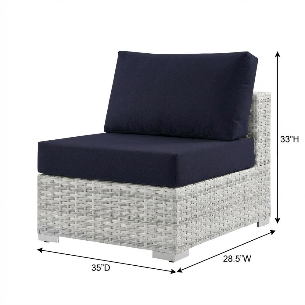 Outdoor Patio Armless Lounge Chair With Cushioned Seat, Weather-Resistant Frame. Picture 7