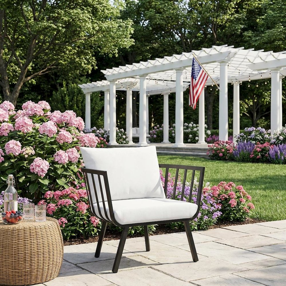 Outdoor Patio Aluminum Armchair For Lounge Relaxation. Picture 3