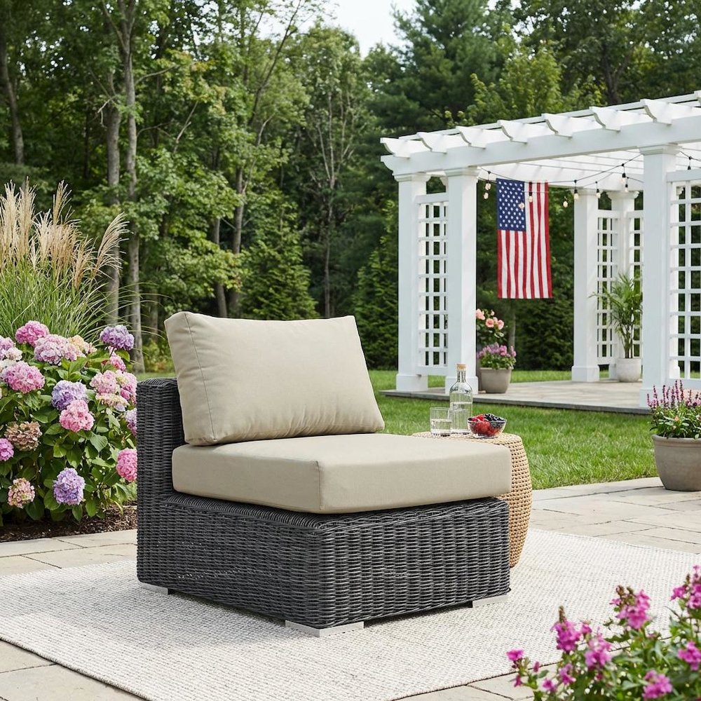 Outdoor Patio Armless Lounge Chair With Cushioned Seat And Back Support. Picture 3