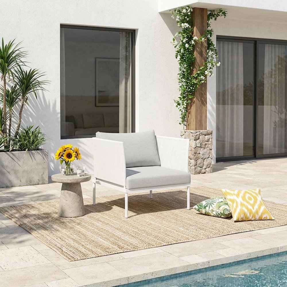Aluminum Outdoor Lounge Armchair With Sturdy Frame For Patio Relaxation. Picture 2