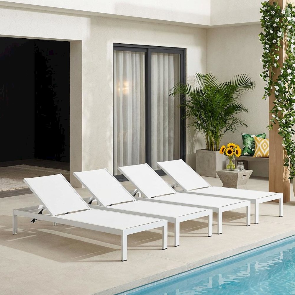 Set Of 4 Aluminum Outdoor Lounge Chairs With Weather-Resistant Design. Picture 2