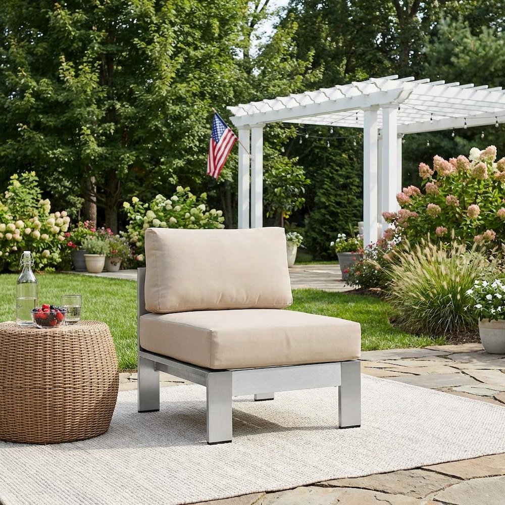 Aluminum Outdoor Lounge Chair With Armless Design And Weather-Resistant Finish. Picture 3
