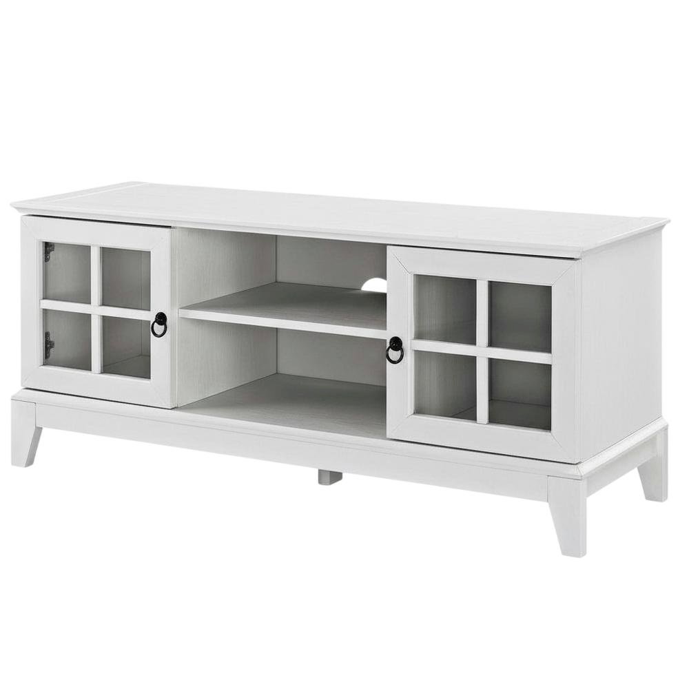 White wood TV stand with 47-inch top and sleek design for modern living spaces. Picture 1