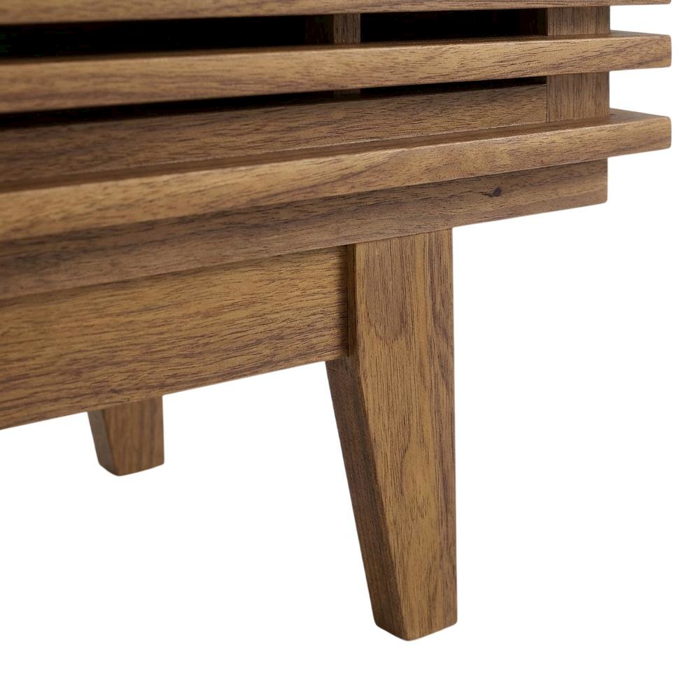Brown wood TV stand with modern design and sturdy construction. Picture 6