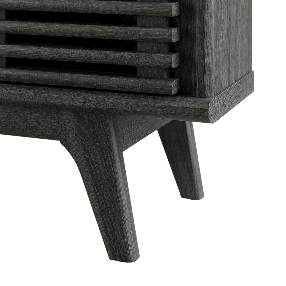 Gray wood corner TV stand with sleek design and sturdy construction. Picture 6